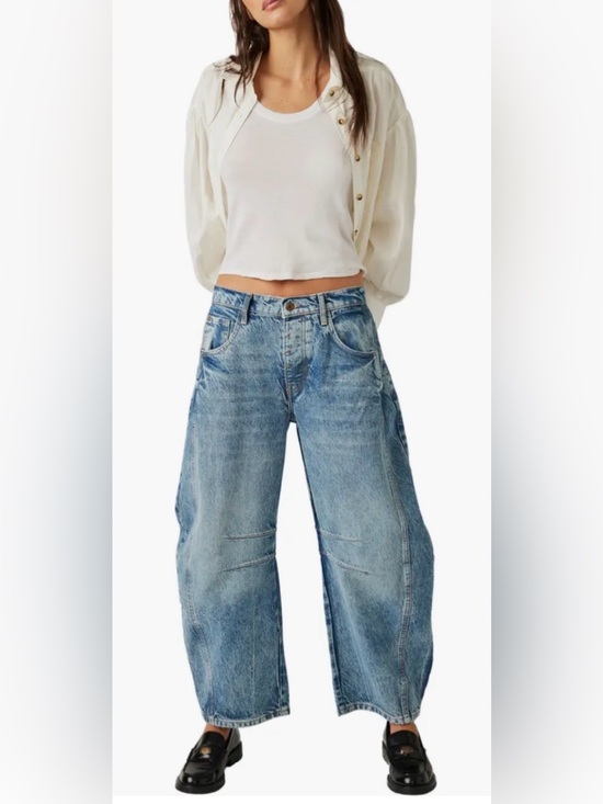 Denim - We the Free Good Luck Mid Rise Barrel Leg Jeans
